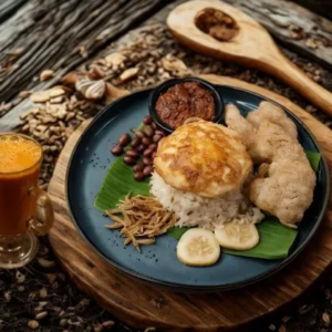 Nasi Lemak Fried Egg with Beverages