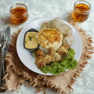 Creamy Butter Chicken Rice with Fried Egg